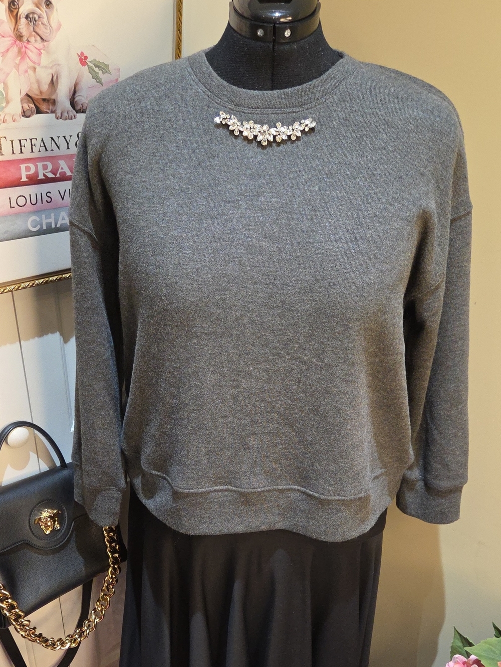 Philosophy Gray Embellished Crewneck Sweatshirt